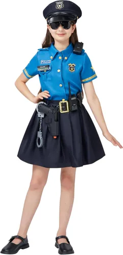 Vista 8 de Spooktacular Creations Halloween Police Officer Costume for Girls, Blue Girl Police costume for Kids Dress Up Parties
