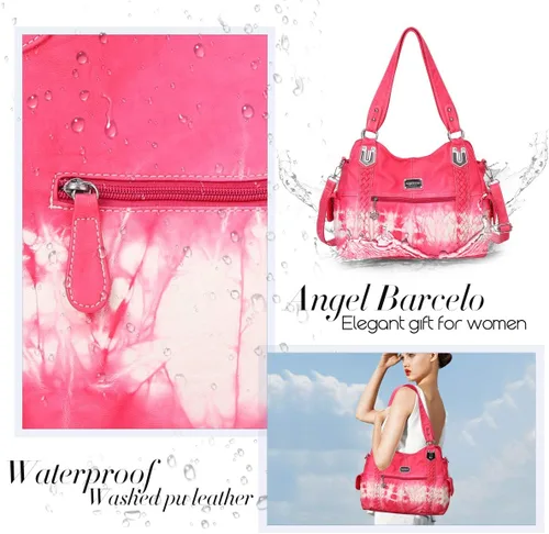 Vista 58 de Angel Barcelo - Bolsa de hombro amplia para mujer, diseño Hobo, cuero lavado