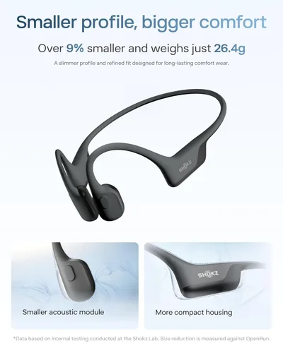 Vista 4 de SHOKZ OpenRun Air 2 Mini Bone Conduction Auriculares Bluetooth de oreja Negro