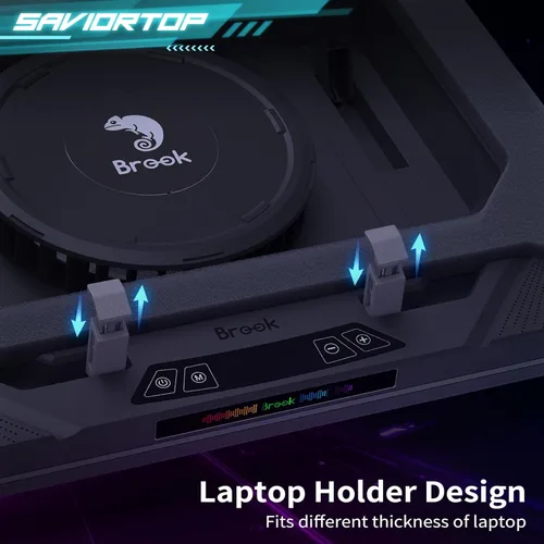 Vista 5 de Brook Saviortop - Almohadilla de refrigeración para laptop para videojuegos, enfriador de alta velocidad de 3500 RPM con ventilador turbo, soporte