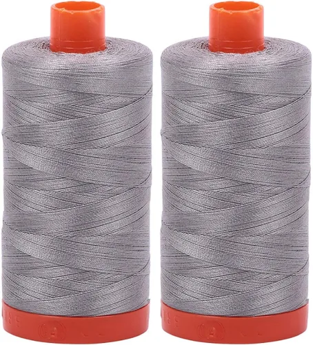 Vista 8 de Aurifil Mako 50wt Hilo 2 Carretes Grandes (Aluminio (2615))