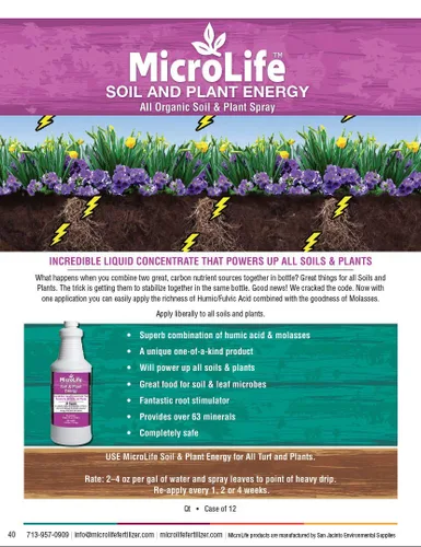 Vista 4 de MicroLife Soil & Plant Energy Concentrado orgánico líquido de ácido húmico/fúlvico y melaza en aerosol foliar o estimulador de raíces, 1 cuarto
