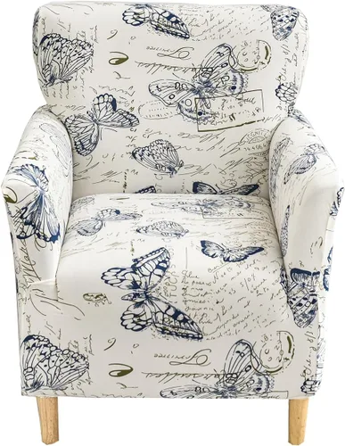 Vista 25 de CRFATOP - Funda elástica para sillón de mediados de siglo moderno de 1 pieza, fundas de silla de acento de jacquard con brazos, fundas de silla