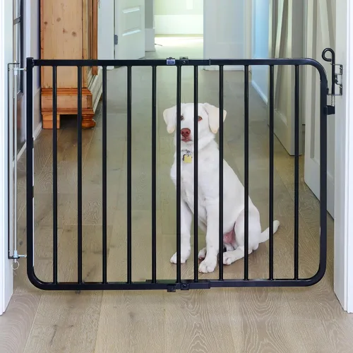 Vista 7 de Cardinal Gates MG15 Puerta de bebé con bloqueo automático para escaleras, puerta ajustable para perros para interiores, hecha de aluminio para Negro