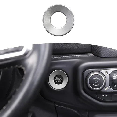 Vista 8 de RT-TCZ para Jeep JL Anillo de Cubierta de Botón de Arranque/Parada para Jeep Wrangler JL JLU Gladiator JT 2018-2024 Accesorios de Interior Azul Bebé