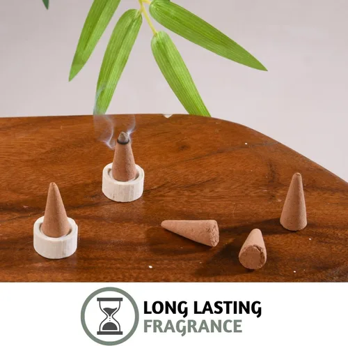 Vista 6 de Folkulture Conos de Incienso Perfumados Juego de 6 (120 Conos) con Porta Conos de Incienso Incienso de Lavanda, Palo Santo, Incienso de Sándalo