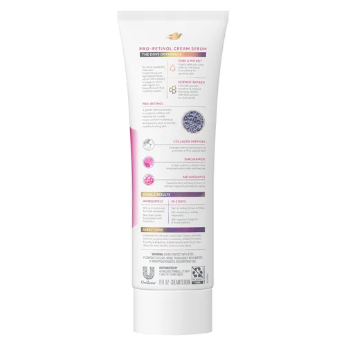 Vista 2 de Dove Suero Crema Pro-Retinol + Reafirmante para Elasticidad y Firmeza, con Péptidos de Colágeno, Niacinamida y Antioxidantes, Loción, 8 oz