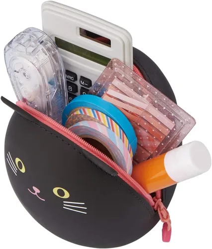 Vista 4 de LIHITLAB PuniLabo - Bolsa con cremallera, forma de huevo, 3.8 x 4.7 pulgadas, gato negro (A7783-3)