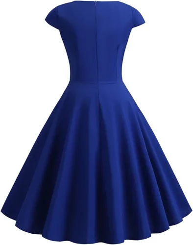 Vista 4 de Lu's Chic Vestido de novia para mujer, estilo vintage, de los años 50, 50, 60, acampanado, fruncido, ajustado, para fiestas, citas, noche