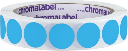Vista 20 de ChromaLabel Kit de puntos verdes y amarillos fluorescentes con código de color extraíble de 3/4 pulgadas, 2 rollos, 1000/rollo