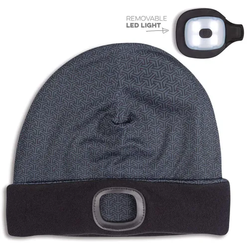 Vista 4 de Gorros y diademas reversibles con forro polar de rendimiento LED para correr 3 modos de luz, midnight, talla única