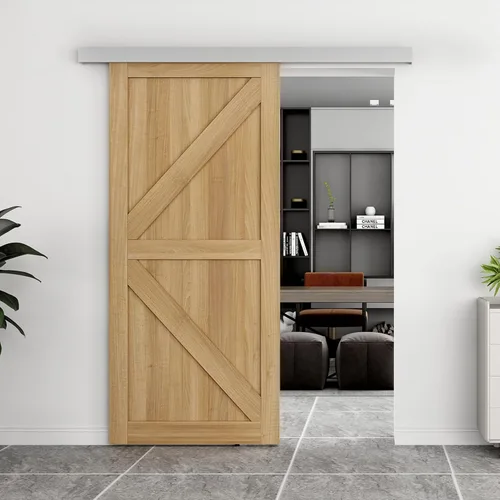 Vista 12 de JUBEST Kit de Herraje para Puerta de Granero de 6 Pies, Herraje de Caja de Aleación de Aluminio, Riel de Puerta Corredera de Baja Altura para Puerta