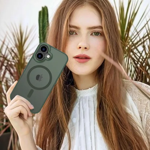 Vista 1265 de Anuck - Funda magnética para iPhone 11 compatible con MagSafe, carcasa trasera mate translúcida dura, borde de TPU, delgada, resistente a impactos