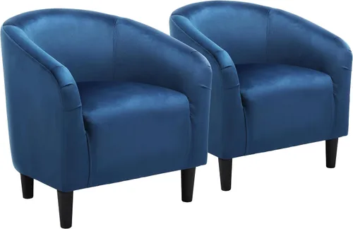 Vista 12 de Yaheetech Sillas de sala de estar, juego de 2 sillas decorativas de terciopelo, acogedoras sillas de barril con acolchado suave para sala de estar