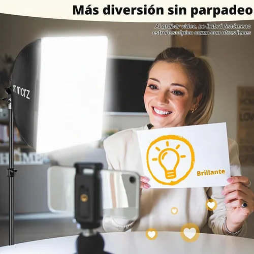 Vista 6 de Paquete de 2 kits de iluminación profesional Softbox, luces de estudio de 16 x 16 pulgadas con bombillas LED E27 de 85 W 2700-6500 K, iluminación