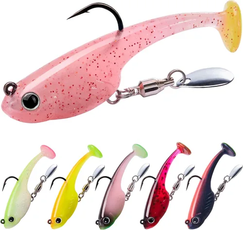 Vista 14 de TRUSCEND Duramax Pre-Rigged Fishing Lures with BKK Jig Hooks, 10X Tear-Resistant TPE Soft Swimbaits for Bass Striper Trout Crappie Walleye Grouper