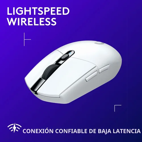 Vista 3 de Logitech G 305 Lightspeed - Mouse inalámbrico para juegos, sensor de héroe, 12,000 DPI, ligero, 6 botones programables, batería de 250 horas, Blanco