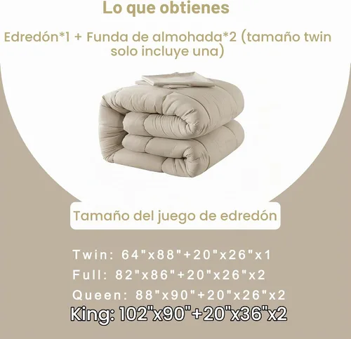 Vista 5 de DOWNCOOL - Juego de edredón de tamaño individual con funda de almohada - Juego de ropa de cama para todas las estaciones de 2 piezas, juego