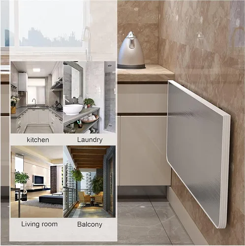 Vista 5 de Mesa de pared plegable para cocina, mesas de trabajo plegables, mesa de comedor compacta para espacios pequeños, mesa de bar para desayuno, estación