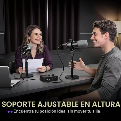 Vista 7 de FIFINE K688S XLR/USB Podcast Micrófono Dinámico con Soporte de Escritorio