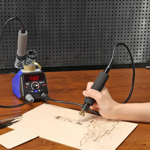 Vista 2 de Kit de Combustión de Madera WEP 939D-VI con Dos Plumas 250-750℃/482-1382℉ Herramienta de Combustión de Madera con Interruptor A/B, 2 Plumas