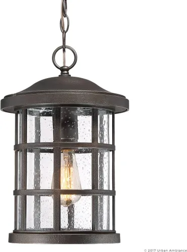 Vista 7 de Urban Ambiance UQL1049 - Lámpara colgante de lujo para exteriores, tamaño mediano: 15.5 pulgadas de alto x 10 pulgadas de ancho, con elementos