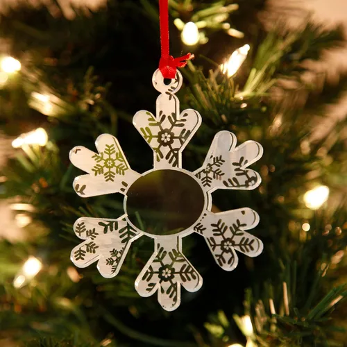 Vista 9 de LHS Adornos de Navidad personalizados para 2023 Decoraciones de copo de nieve para árbol, acrílico transparente resistente a roturas