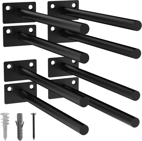 Vista 23 de 12-Pack 10 inch Floating Shelf Brackets, Hidden Shelf Bracket for Wood Negro-paquete de 12