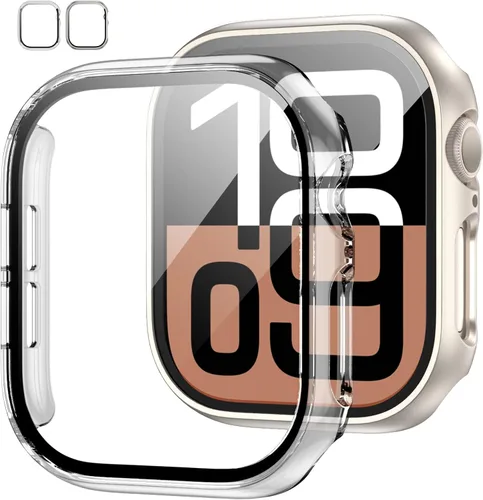 Vista 36 de JZK - 2 fundas con protector de pantalla de vidrio templado para Apple Watch Series 3/2/1 de 38 mm, ultradelgadas, de cobertura completa Negro/Negro