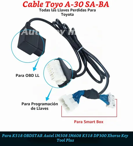 Vista 4 de OBDII OBD2 Programa de adaptador de cable de diagnóstico todas las llaves perdidas a través de OBD - Sin código PIN apto para modelos Toyota 30 pin