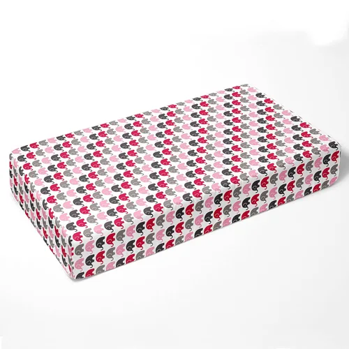 Vista 3 de Bacati - Sábana bajera ajustable universal para cuna o cama infantil de 100 % algodón, color rosa elefante, fucsia, gris