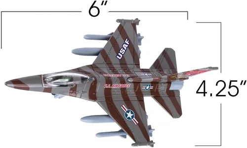 Vista 2 de ArtCreativity F-16 Fighter Jet Toy Set para niños – Paquete de 2 aviones de metal fundido a troquel F16 Fighting Falcon, jets militares de tracción