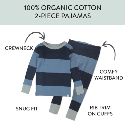 Vista 3 de HonestBaby Multipack 2-Piece Pajamas Sleepwear PJs 100% Organic Cotton for Infant Baby and Toddler Boys, Unisex