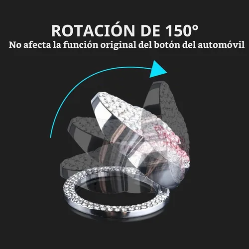 Vista 4 de Pangpai Accesorios Lindos de Cubierta de Botón de Arranque, Cubierta de Botón de Arranque de Motor de Cristal Brillante, Adhesivo Interior de Negro
