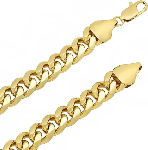 Vista 2 de The Bling Factory 4mm-14mm 14k Yellow Gold Plated Flat Cuban Link Curb Chain Necklace