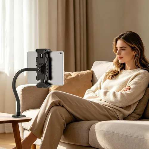 Vista 3 de Soporte para tablet con abrazadera de cuello de cisne para escritorio, compatible con iPad mini/Air/Pro, Kindle Fire HD, Galaxy Tabs y todas