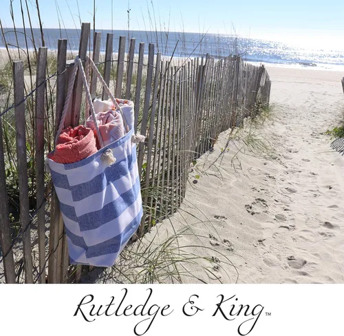 Vista 3 de Rutledge & King Bolso de mano - Bolsa de playa - Bolsa de playa - Bolsa grande con asas de cuerda