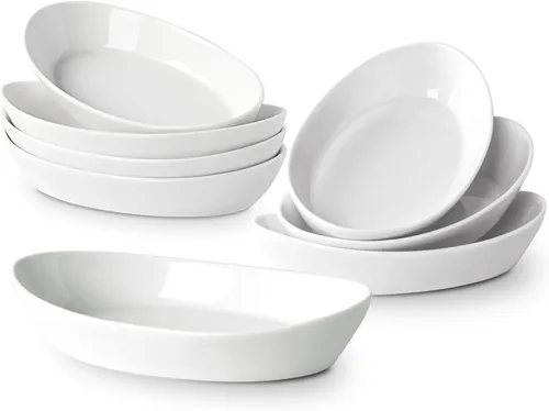 Vista 7 de UIBFCWN Fuentes para Gratinar, 7.5''x4.5'' Fuente de Cerámica Ovalada para Porción Individual, Platos de Cazuela Individuales Aptos para Horno