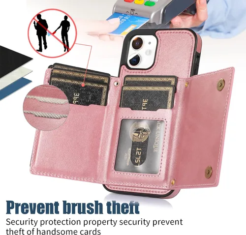 Vista 4 de Asuwish Funda de teléfono para iPhone 11 6.1 con protector de pantalla de vidrio templado y soporte de ranura para tarjetas de cuero brillante