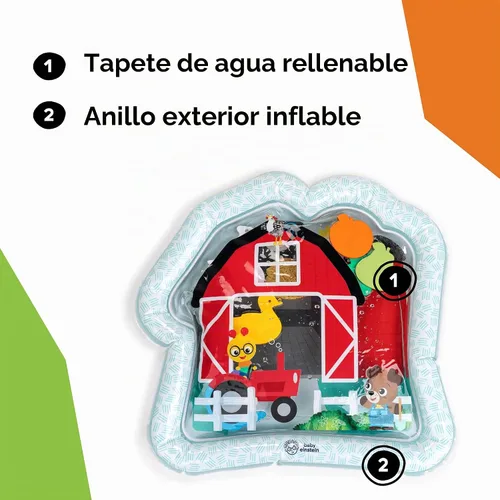 Vista 5 de Baby Einstein Farm Explorers Cal's Sensory Barn - Tapete de agua multisensorial, rojo, de 0 a 36 meses Exploradores de Granjas