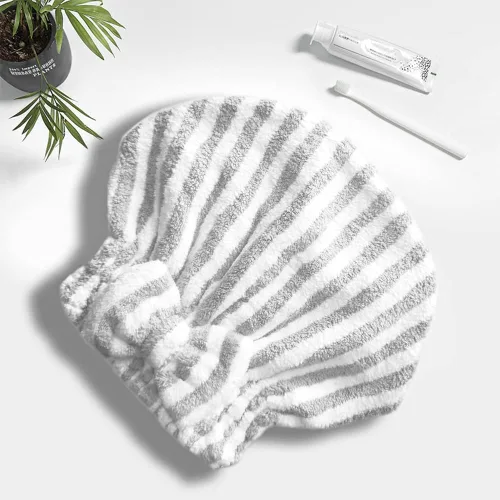 Vista 2 de Gorro de microfibra para el cabello, suave y absorbente, de secado rápido, para cabello rizado y grueso, gorro envolvente con cepillo