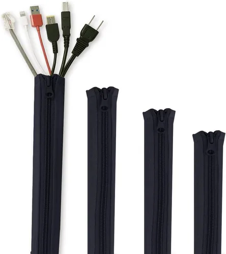 Vista 14 de StangH Organizador de mangas para organizar cables, 19 pulgadas, para el hogar y la oficina, con cremallera, organizador de cables, envoltura