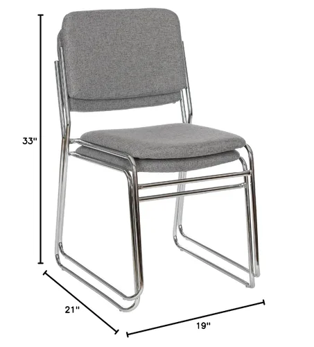 Vista 8 de OEF Furnishings OEF8652/2 Silla apilable acolchada de tela de grado comercial (gris clásico, paquete de 2)