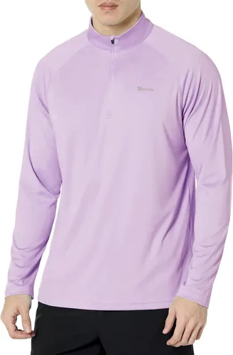 Vista 9 de Men's UPF 50+ Rash Guard 1/4 Zip Stand Collar Swim Shirt Long Sleeve Berry Conservar