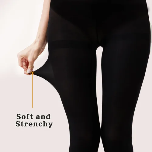 Vista 4 de Medias negras 40D para mujer, 3 pares de medias semiopacas, medias de microfibra con control superior para mujer