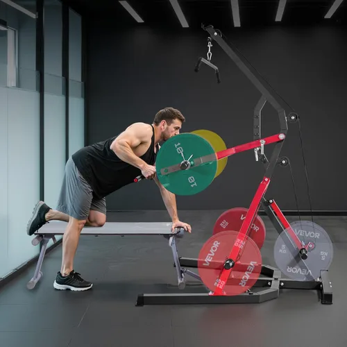 Vista 8 de VEVOR Equipo de Gimnasio en Casa, Gimnasio de Palanca con Relación 2:1 Sistema de Fila Baja LAT, Máquina de Entrenamiento de Fuerza