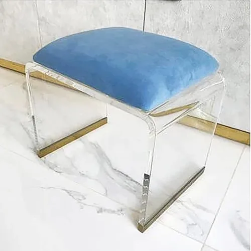 Vista 14 de QQXX Taburete de acrílico con asiento acolchado de terciopelo, mesita de noche de acrílico transparente, mesa auxiliar cuadrada, taburete moderno