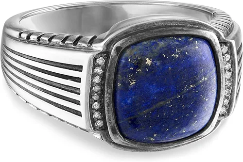Vista 2 de Esquire - Anillo de lapislázuli y diamante para hombre (0.472in)