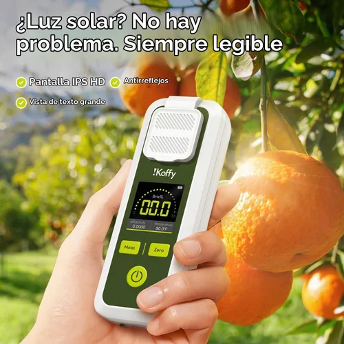 Vista 6 de Refractómetro digital Brix AI con ATC, sincronización de aplicaciones y análisis de IA, rango de 0-55%, precisión de ±0.1%, impermeable