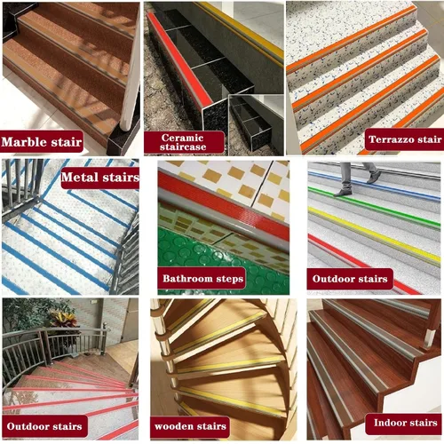 Vista 4 de LeongLzt Protector de borde de escalera de 72 pulgadas, protector de borde de escalera con forma de vinilo, moldeado de nariz de goma autoadhesivo